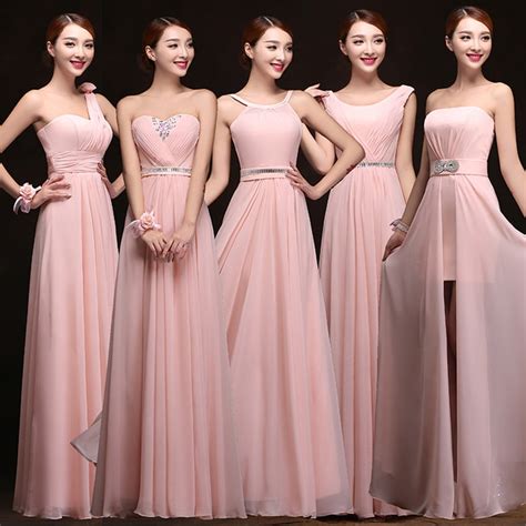 High Quality Blush Pink Bridesmaid Dress Chiffon Vestidos De Festa