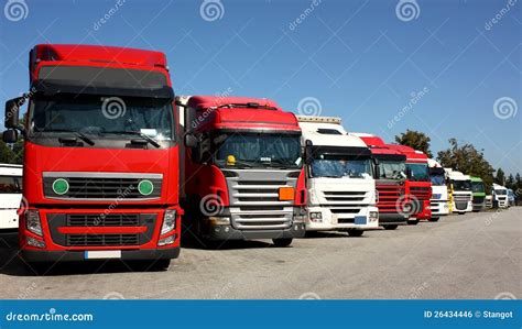 Trucks On A Highway Parking Place Stock Photo Image Of Automobiles