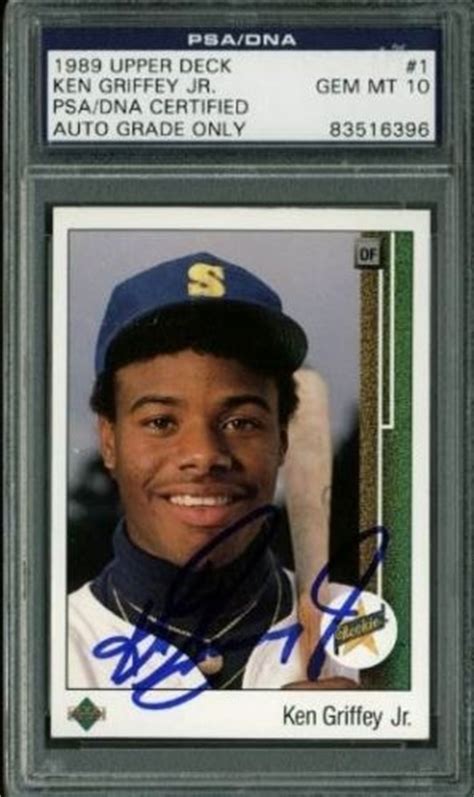 Was selected to be featured on card number one. Lot Detail - Ken Griffey Jr. Signed 1989 Upper Deck Rookie Card - PSA/DNA Graded GEM MINT 10!
