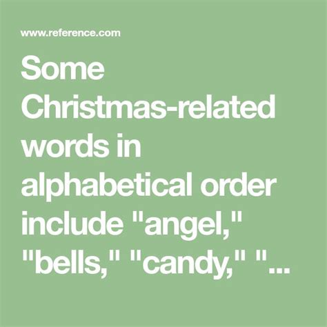 Christmas Words In Alphabetical Order