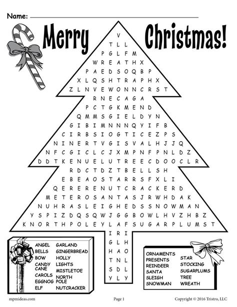 Free Printable Christmas Word Search Supplyme