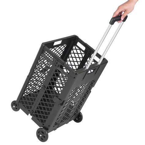 4 Wheels Mesh Rolling Utility Cart Folding And Collapsible Hand Crate