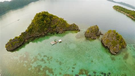 Vista Aérea Del Lago Barracuda En Filipinas De Corón Palawan Imagen De