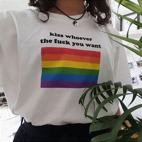 Kiss Whoever You Want Lgbt Slogan Gay Lesbian Pride Tee Cut T Shirt