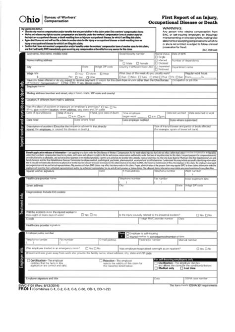 Ohio Workers Comp First Report Of Injury Form