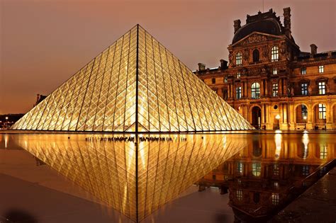 Pyramid Of Louvre At Night In Paris France Image Free Stock Photo