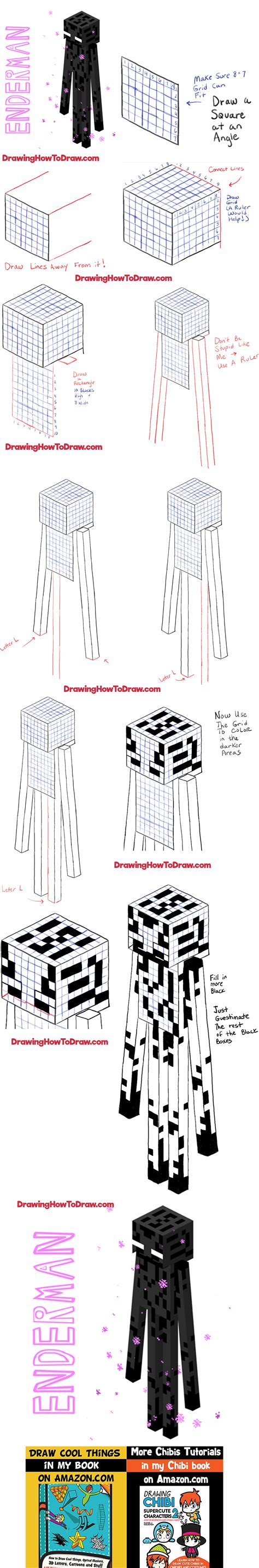 How To Draw Enderman From Minecraft Drawing Tutorial How To Draw Step
