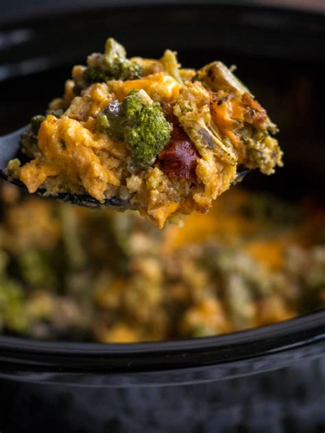 Learn how to make tomato and broccoli casserole with pasta and fruit. Cheesy Crock Pot Broccoli Stuffing Casserole | 12 Tomatoes