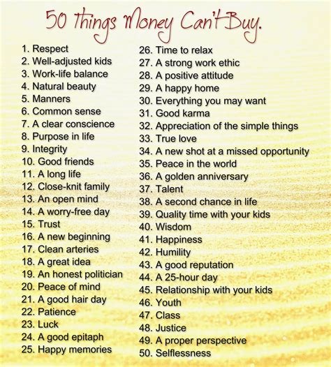 50 Things Money Cant Buy