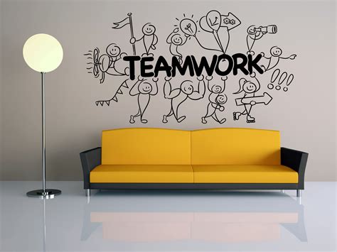 Teamwork Vinyl Wall Decal Office Quote Saying Collaboration Etsy