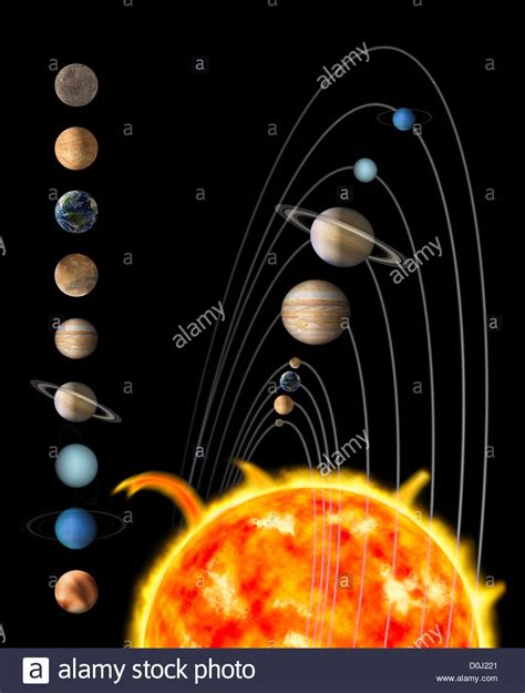 Digital Illustration Of The Sun And Nine Planets Of Our
