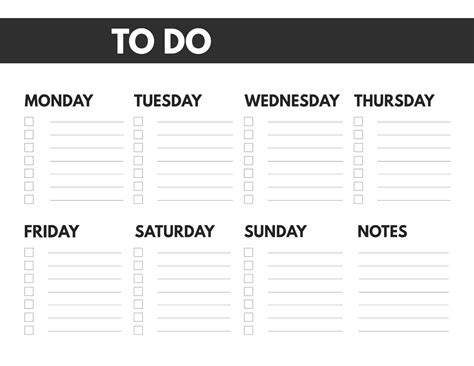 Paper Weekday Todo List Calendars And Planners Paper And Party Supplies