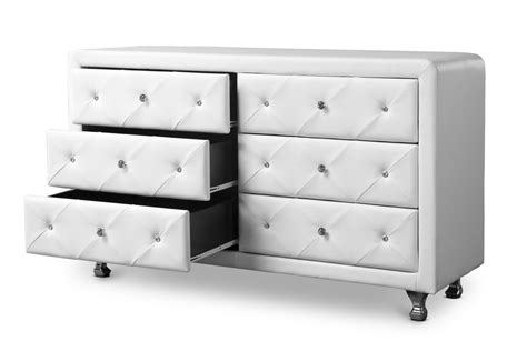 Baxton Studio Luminescence Wood Contemporary White Upholstered Dresser