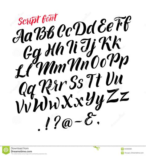 Handwritten Latin Alphabet Cursive Black Letters Vector Fonts Isolate