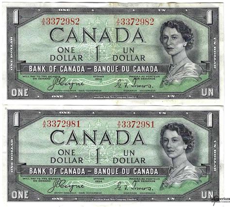 CANADA - Suite De 2 Billets D'un Dollar 1954 - Coyne/Towers - DEVIL'S