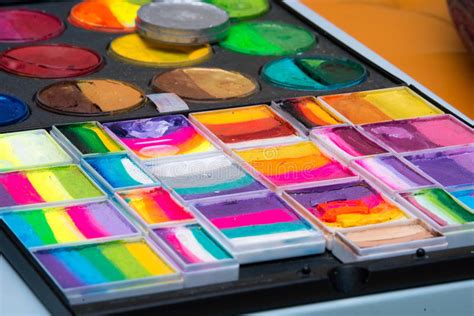 Set Of Watercolor Paints In A Box Selective Focus Stock Image Image