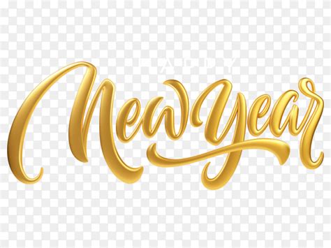 Happy New Year Realistic Golden Metal Lettering Isolated On