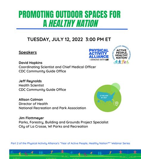 Webinar Promoting Outdoor Spaces For A Healthy Nation