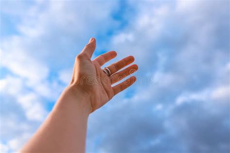 Hand Reaching To Towards Sky Stock Image Image Of Outstretched Holy