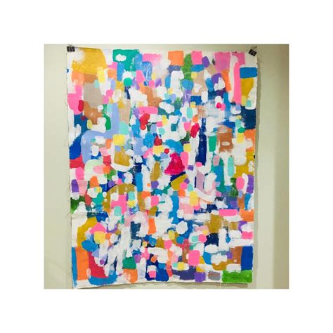 Pastel Rainbow Colors Large Colorful Abstract Painting Fun Bright Colors Organic Shapes Original