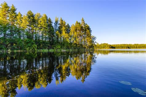 A Beautiful View Lake With Reflection Stock Photo Image Of Lapinsalmi
