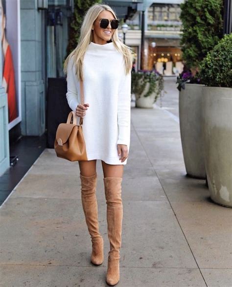 Tan Over The Knee Boots Outfit Outfit With Thigh High Boots Boots