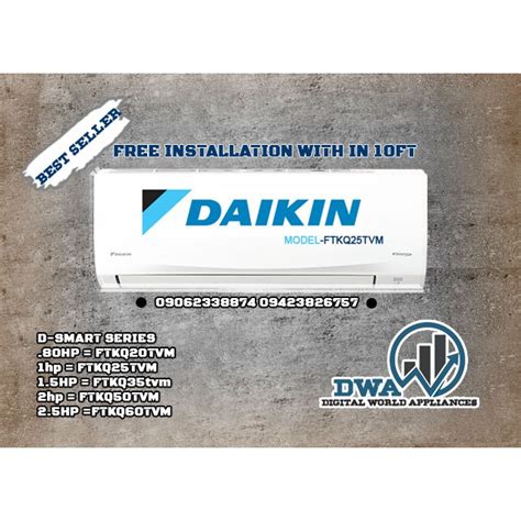 Daikin Brand Wall Mounted D Smart Series Inverter Hp Model Ftkq My