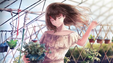 Download Gardening Beautiful Anime Girl Wallpaper