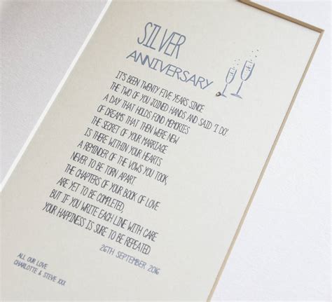Personalised Silver Wedding Anniversary Poem A4 Print By Dotty Dora