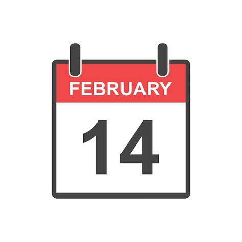 Premium Vector February 14 Calendar Icon Vector Illustration In Flat