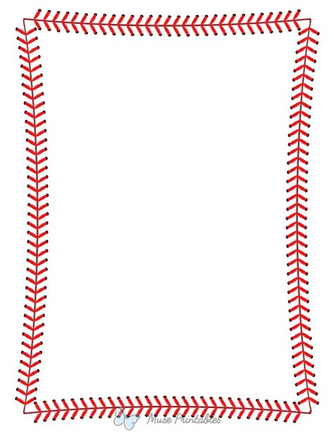 Printable Baseball Stitching Page Border Baseball Theme Baseball Party