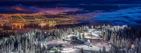 Vancouver City From The Summit Of Grouse Mountain Ski Resort At