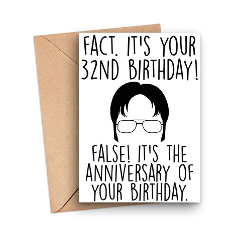 Funny 32nd Birthday Card Dwight Schrute Funny Birthday Card Etsy