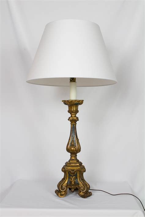 Pair Of Gilt Wood Candlestick Lamps Appleton Antique Lighting