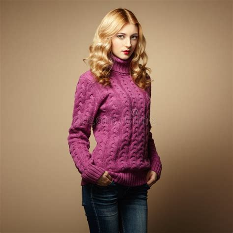 Fashion Photo Of Beautiful Woman In Sweater Stock Photo Image Of
