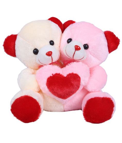 Joy Cuddling Teddy Bear Pair Cream And Pink 30 Cm Buy Joy Cuddling