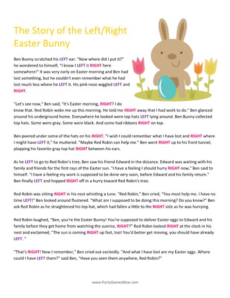 Easter Bunny Leftright Story Easter Games For Adults Easter Games