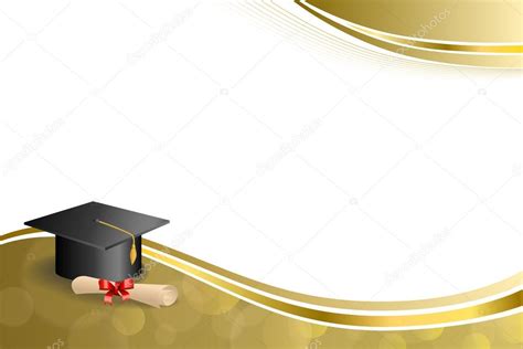 Fond Abstrait Beige éducation Graduation Cap Diplôme Rouge Bow Cadre Or
