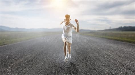 Athlete Man Running Race Mixed Media Stock Image Image Of Exercise