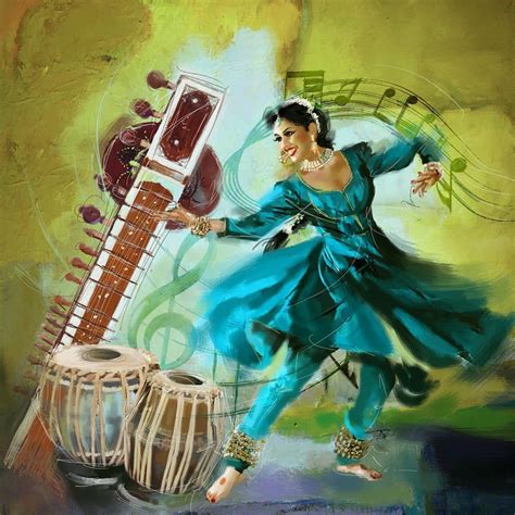 Kathak Dancer And Musical Instruments Dance Paintings Dancer