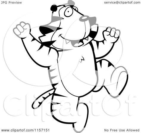 Search through 623,989 free printable colorings at. Cartoon Clipart Of A Black And White Happy Jumping Tiger ...