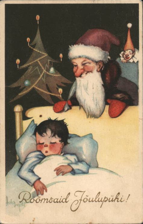 he sees you when you re sleeping santa claus postcard