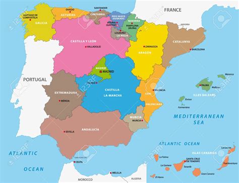 Mapa Politico De Espana Vector Mapas Y Banderas Vector Pinterest Images