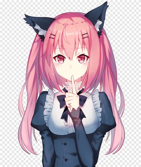 Anime Cat Girl With Pink Hair