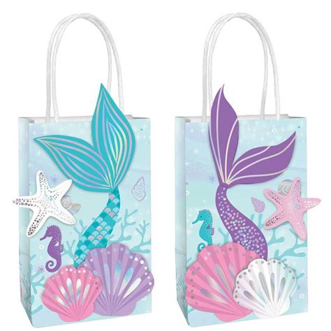 Iridescent Shimmering Mermaids Create Your Own Kraft Favor Bag Kit 5in