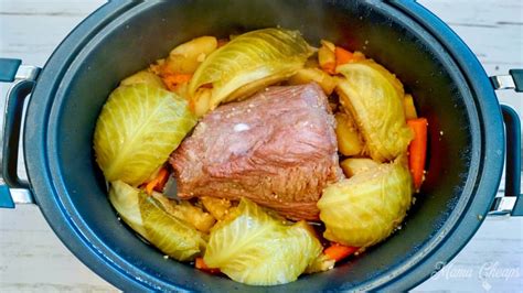 Corned beef and cabbage is a hearty meal that's traditionally served on st. Easy Slow Cooker Corned Beef and Cabbage Recipe | Mama Cheaps®
