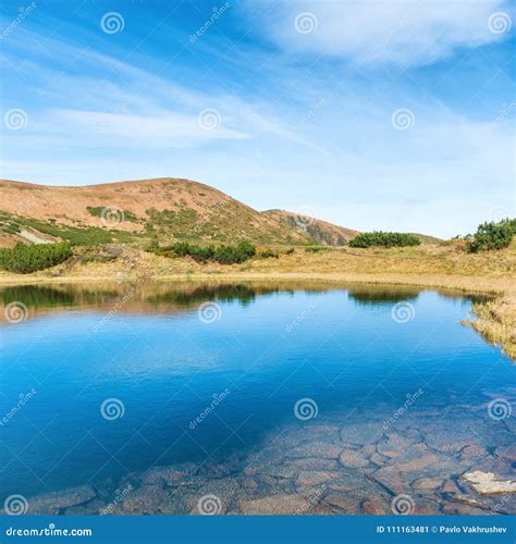 Blue Lake In The Mountains Stock Image Image Of Blue 111163481