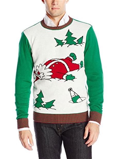 The Ugly Christmas Sweater Kit Mens Drunk Santa White Head Small