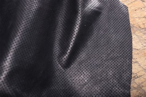 Perforated Lamb Leather Black Libra Leather Inc