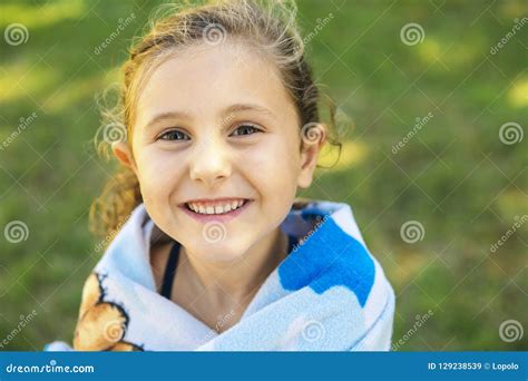 Sweet Little Girl Drying Off After Swimming Stock Image Image Of